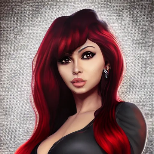 Image similar to portait of haifa wehbe, long hair centred, hd, very detailed curve, unreal engine, sailor moon style, amazing background, rending artstation