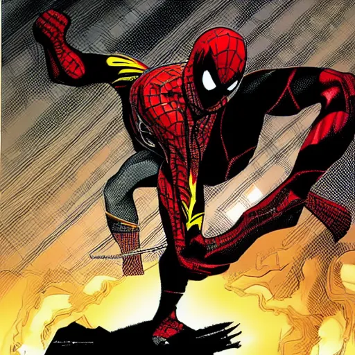 Image similar to iron man except he's venom (spiderman), amazing comic book illustration