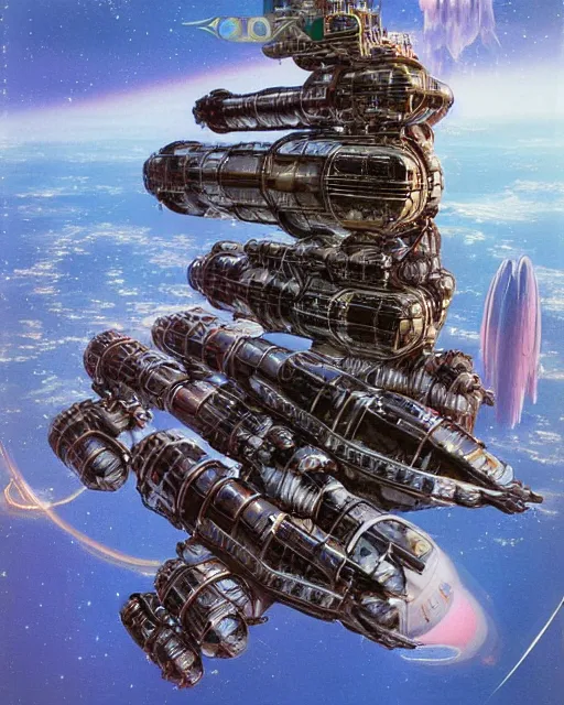 Prompt: pipe organ spaceship, hyper realistic, fantasy art, in the style of chris foss, intricate, hyper detailed, smooth
