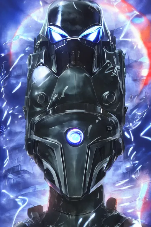 Image similar to cyber cyborg ninja mask helmet metal gear solid artic suit swat commando, global illumination ray tracing hdr fanart arstation by sung choi and eric pfeiffer and gabriel garza and casper konefal, a spectacular view cinematic rays of sunlight comic book illustration, by john kirby