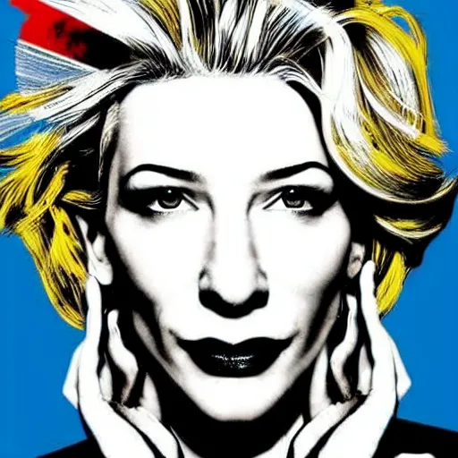 Image similar to pop art portrait of cate blanchett