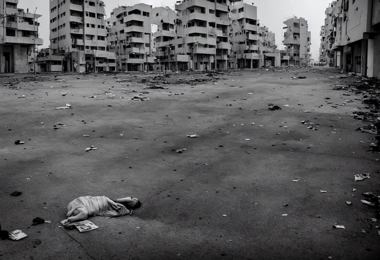 Image similar to sad and heartbreaking photo of an empty location in tel aviv, cinematic scenery, art by gregory crewdson