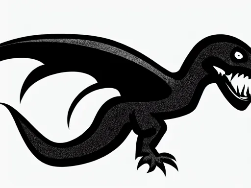 Image similar to stylized angry energetic dynamic velociraptor!!! sports logo black and white sketch!!!