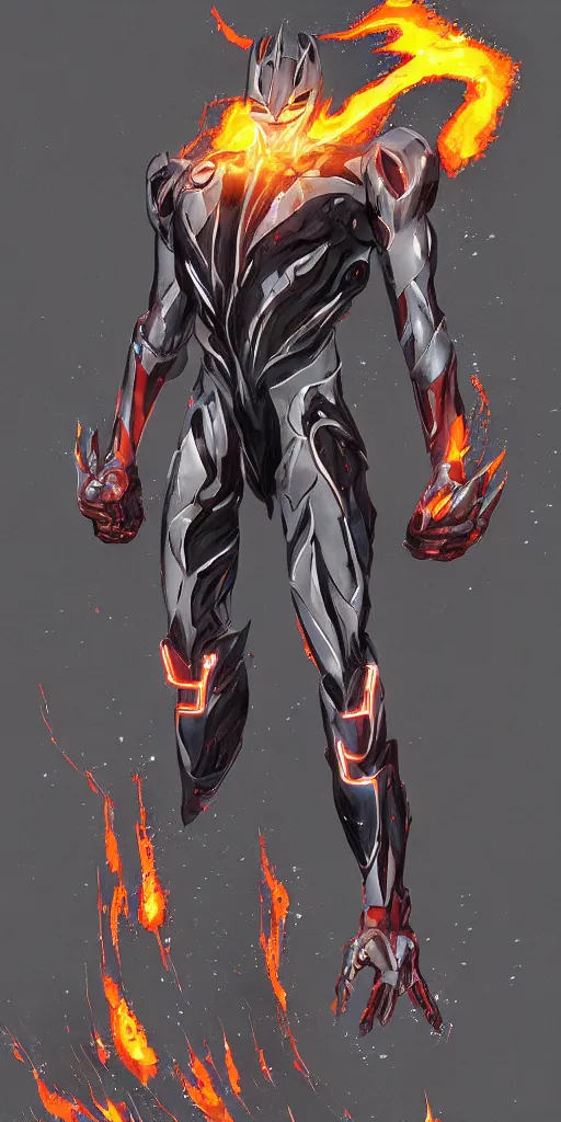 Prompt: ultraman mecha exposed to the symbiote and became ghost rider. concept art, high detailed, fine art, trending on artstation, smooth draw, sharp focus.