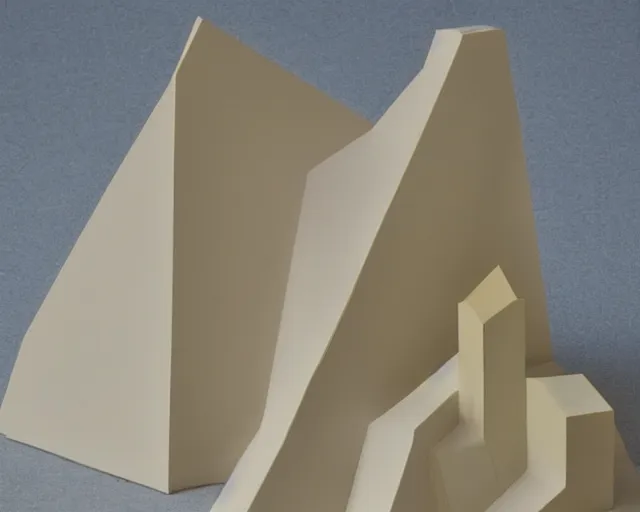 Prompt: minimalist abstract sculpture of cubist hill and valley