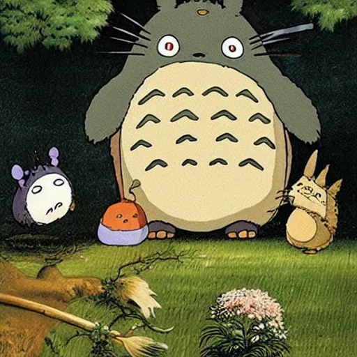 Image similar to my neighbor totoro by hieronymus bosch