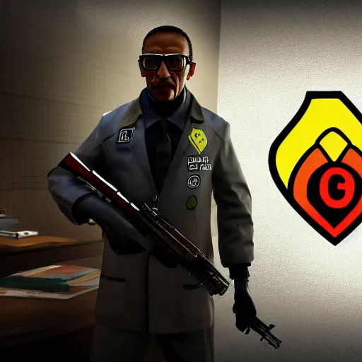 Image similar to A screenshot of Gustavo Fring in Rainbox six siege, 4k, highly detailed