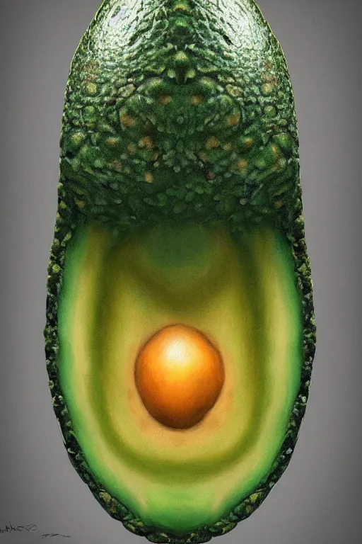 Image similar to avocadoman is a superhero, artgem, digital painting, color painting, hyperrealistic, concept art, oil painting, masterpiece, concept art, trending on deviantart, realistic and detailed face, highly detailed, high quality, 8 k, soft lighting, fancy colors, fantasy, cinematic, high coherence