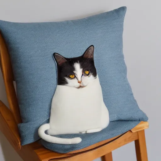 Prompt: an elegant cat on a plush cushion