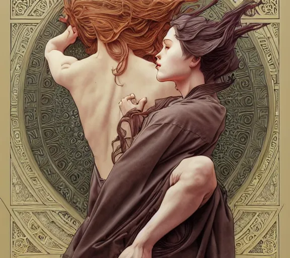 Image similar to ' as i lay dying ', beautiful shadowing, 3 d shadowing, reflective surfaces, illustrated completely, 8 k beautifully detailed pencil illustration, extremely hyper - detailed pencil illustration, intricate, epic composition, masterpiece, bold complimentary colors. stunning masterfully illustrated by artgerm, range murata, alphonse mucha.