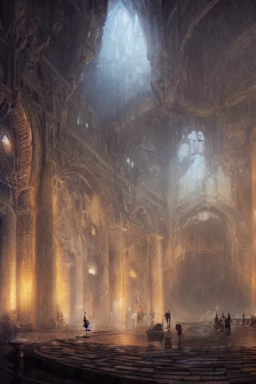 Image similar to inside king arthur castle, intricate, elegant, volumetric lighting, digital painting, highly detailed, artstation, sharp focus, illustration, concept art, ruan jia, steve mccurry