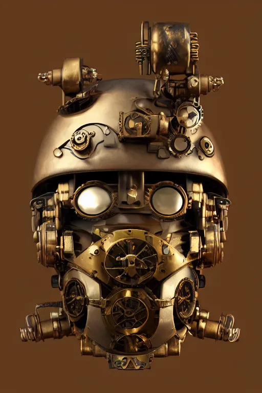 Image similar to steampunk mask minimalist fantasy art robot ninja helmet, global illumination ray tracing hdr fanart arstation by sung choi and eric pfeiffer and gabriel garza and casper konefal chaykin howard and campionpascale and cooke darwyn and davis jack