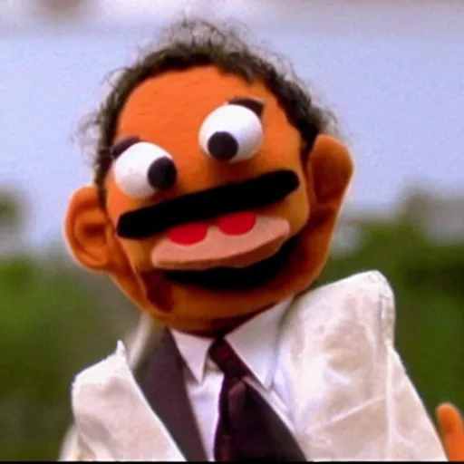 Image similar to A still of Mr. Bean depicted as a muppet