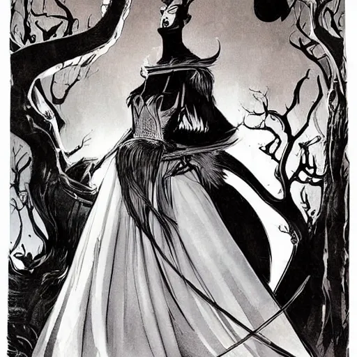 Prompt: an illustration cover of a dark queen by marc davis