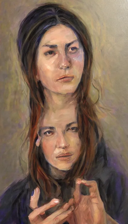 Image similar to portrait of a digital shaman, by emilia wilk