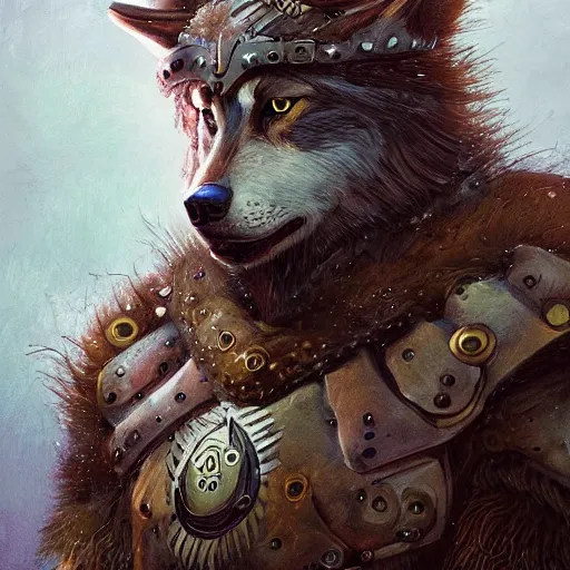 Prompt: a detailed portrait of a wolf druid dressed with a leather armor, by victo ngai and justin gerard, digital art, realistic painting, very detailed, fantasy, dnd, trending on artstation