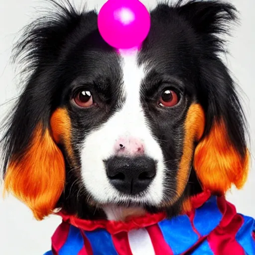 Prompt: photo of a dog clown