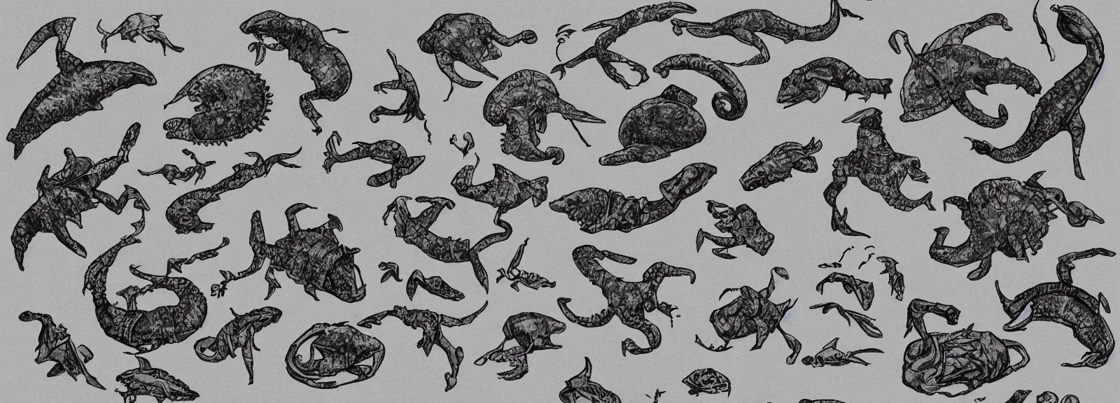 Prompt: prehistoric sea floor animals in the style of theodore gericault