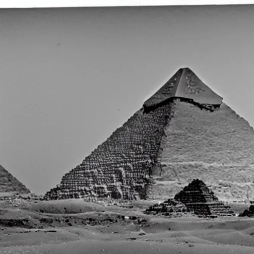 Image similar to egyptian pyramids under construction by an ancient racist alien