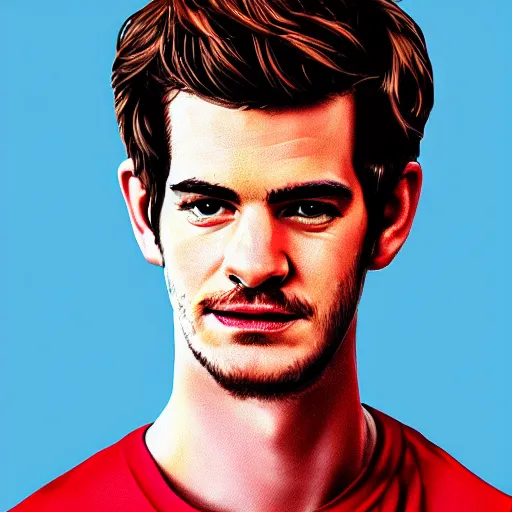 Image similar to portrait of andrew garfield, highly detailed, centered, solid color background, digital painting