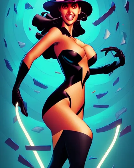 Image similar to artgerm, kilian eng comic book cover art, jessica alba as zatanna