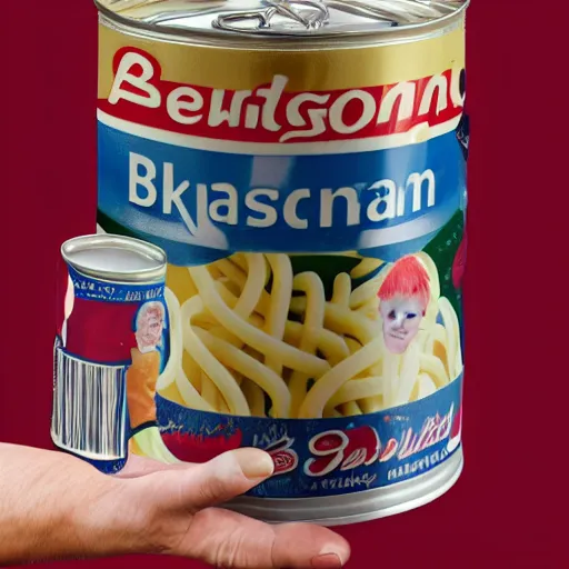 Image similar to Boris Johnson cradling can of Spaghetti-O's, beautiful, delicate, hyper realistic, 4K, HD