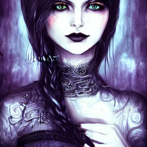 Prompt: Kit-cat style portrait woman of timeless beauty with breathtaking eyes dressed in gothic attire, intricate, elegant, DSLR 8K, biblical art, realism, incomprehensible detail, final fantasy & silent hill aesthetic, photorealistic, lifelike, created by Razaras on deviantart