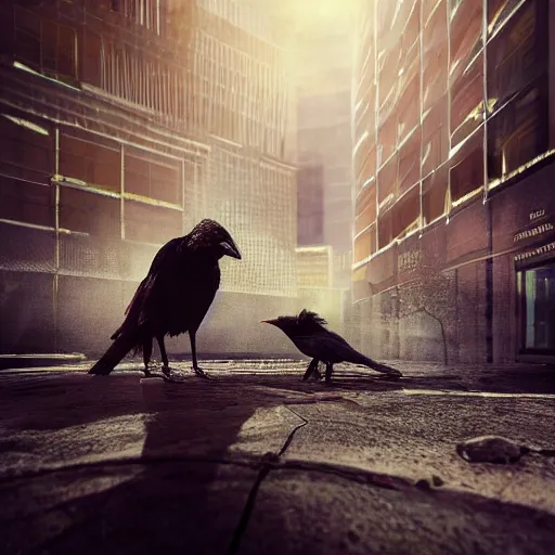 Image similar to Crow Fur-suit at furry convention, photo, center composition, Estrel Hotel, hyperrealistic, beautiful detailed intricate insanely detailed octane render trending on Artstation, trending on DeviantArt, 8K artistic photography, photorealistic, dramatic volumetric cinematic perfect light, award-winning photograph, masterpiece,