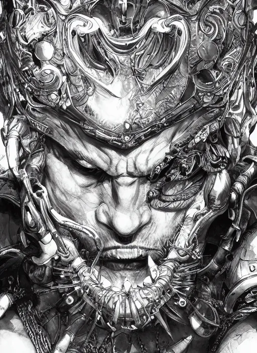 Prompt: close up illustration of the helm of domination, powerful, domineering, stoic, masterful, intense, ultrafine hyperdetailed illustration by kim jung gi, irakli nadar, intricate linework, sharp focus, octopath traveler, yoji shinkawa, highly rendered, detailed, concept art