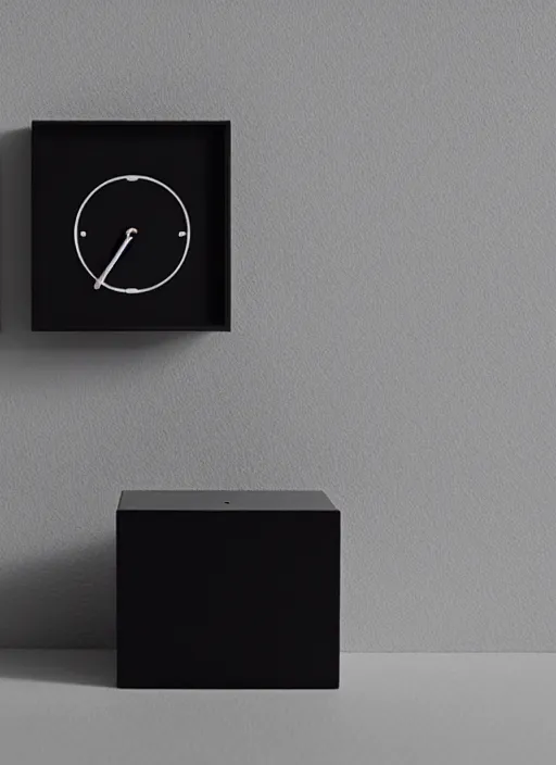 Image similar to minimalist symmetrical grandfarther clock designed by Dieter Rams and Naoto Fukasawa