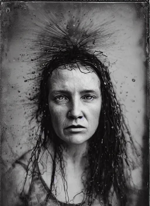 Image similar to portrait of a women, hyperrealism, photo realistic, detailed, award winning photograph, cinematic lighting, ambrotype wet plate collodion by shane balkowitsch