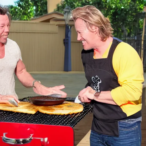 Image similar to disney's goofy grilling cheese with mickey rourke