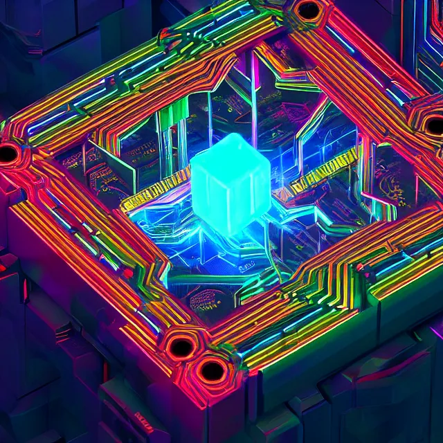 Image similar to beautiful 3 d render of futuristic circuit blocks connected, centered, symmetry, painted, intricate, volumetric lighting, beautiful, rich deep colors masterpiece, sharp focus, ultra detailed, in the style of dan mumford and marc simonetti