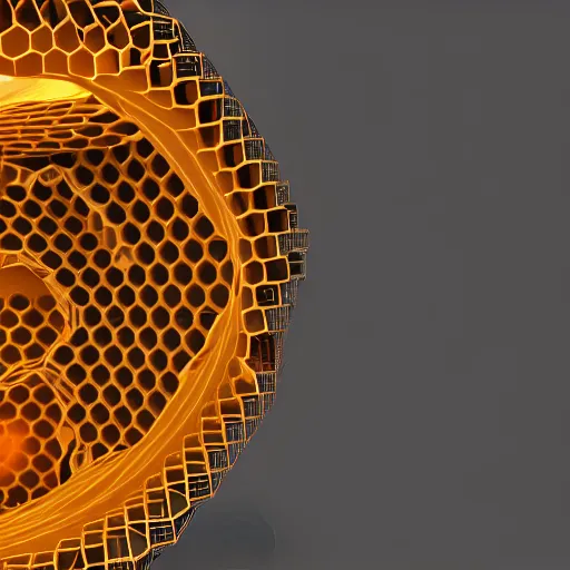 Image similar to stargate with molten honeycomb structure, octane render, unreal engine, 8 k,