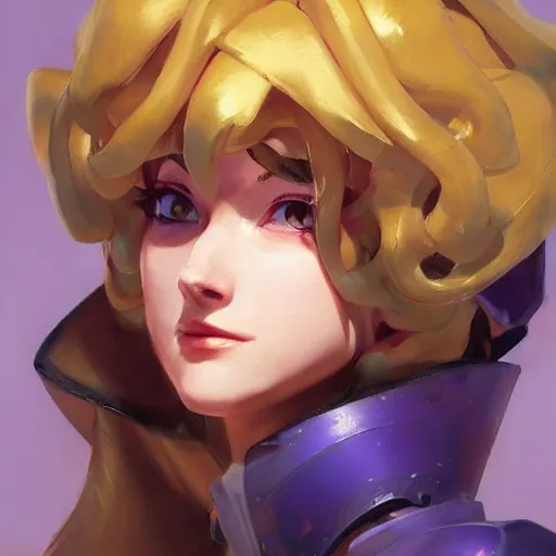 Image similar to greg manchess portrait painting of violet evergarden as overwatch character, totally whack, medium shot, asymmetrical, profile picture, organic painting, sunny day, matte painting, bold shapes, hard edges, street art, trending on artstation, by huang guangjian and gil elvgren and sachin teng