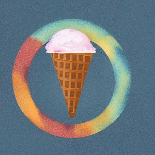 Image similar to earth made of ice cream, in a cone, which is melting under the heat