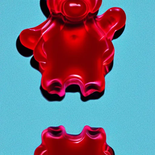 Prompt: A semi-translucent gummy bear, digital art