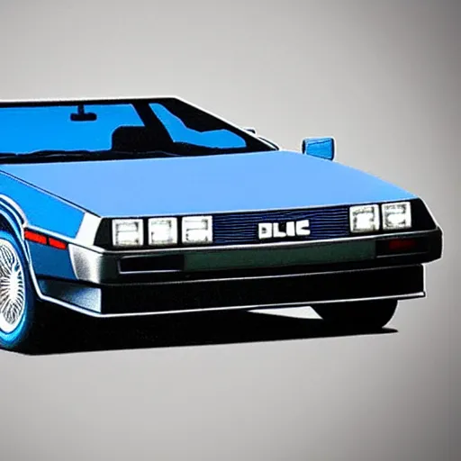 Prompt: delorean in blue