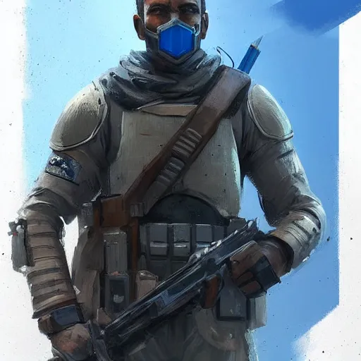 Image similar to star wars concept art by greg rutkowski, soldier wearing a blue and black tactical gear of the hapes republic, digital painting, artstation, concept art, smooth, sharp foccus ilustration, artstation hq