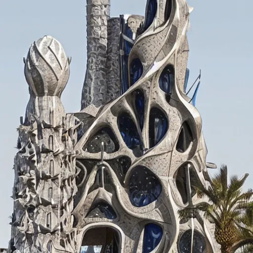 Image similar to moon rocket designed by Antoni Gaudi