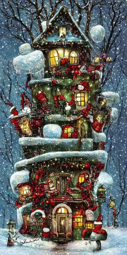 Image similar to a christmas snowman house by alexander jansson