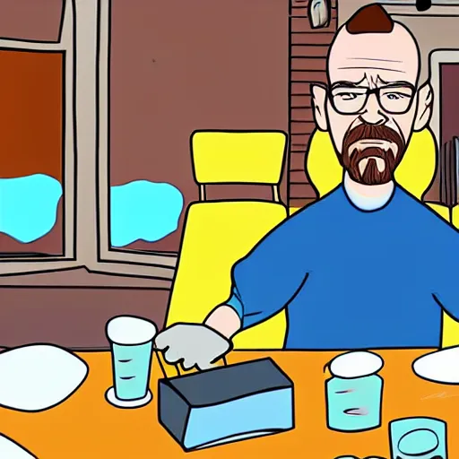 Image similar to Walter White in the art style of a kid's cartoon