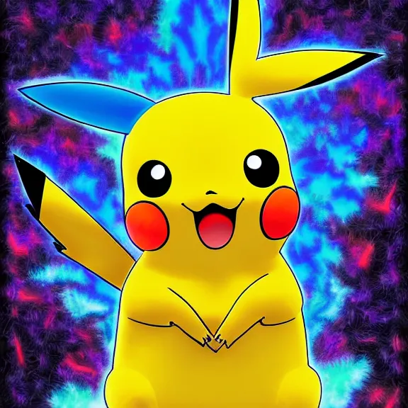 Prompt: pikachu on acid, digital art, 4k