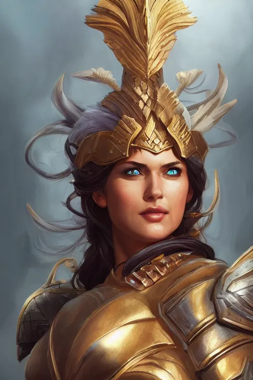 Image similar to amazon valkyrie athena, d & d, fantasy, portrait, highly detailed, headshot, digital painting, trending on artstation, concept art, sharp focus, illustration, art by artgerm and greg rutkowski and magali villeneuve