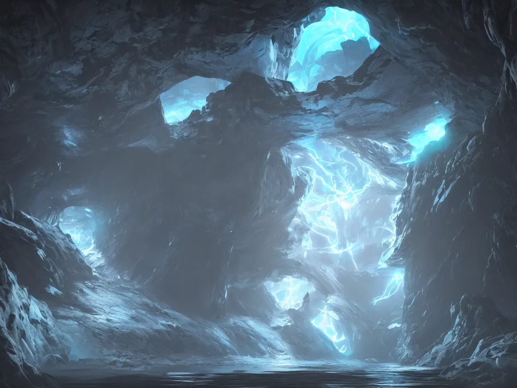 Prompt: a portal to the depths by Noah Bradley and André Le Nôtre, otherworldly, volumetric shapes, volumetric lightning, symmetry, 16K, CGsociety, Unreal Engine, realistic, 8k texture, HD, houdini FX