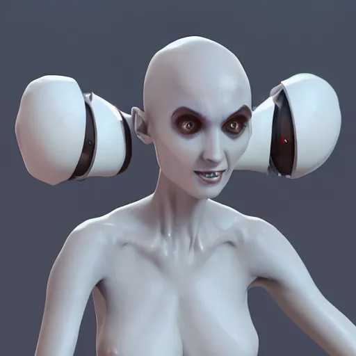 Image similar to cute alien girl, white, bald , futuristic, zbrush, unreal engine, artstation