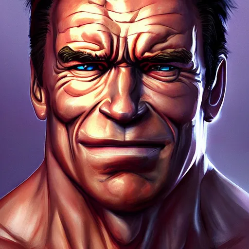 Image similar to Portrait of Schwarzenegger as a character of One Piece, mattepainting concept Blizzard pixar maya engine on stylized background splash comics global illumination lighting artstation lois van baarle, ilya kuvshinov, rossdraws