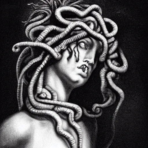 Image similar to sad medusa, chiaroscuro, theatrical, dramatic lighting