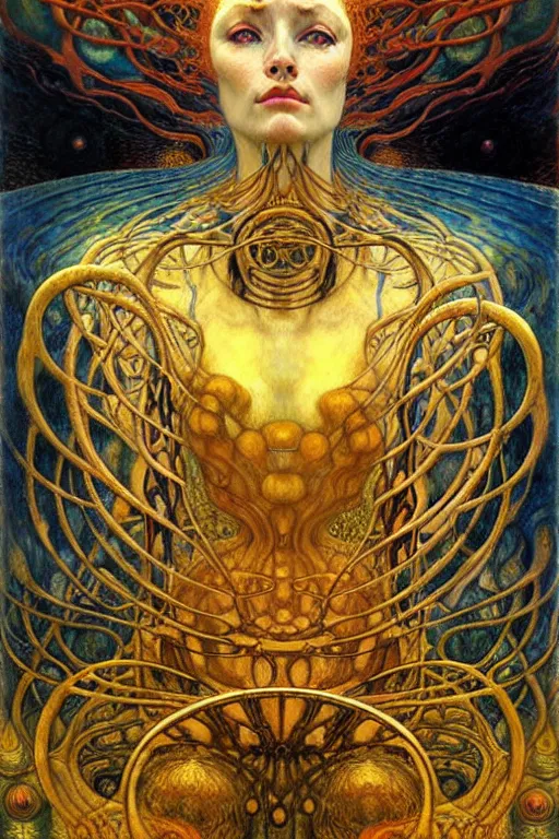 Image similar to Divine Chaos Engine by Karol Bak, Jean Delville, William Blake, Gustav Klimt, and Vincent Van Gogh, symbolist, visionary