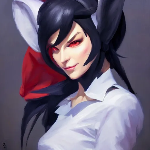 Prompt: greg manchess portrait painting of cait sith as overwatch character, medium shot, asymmetrical, profile picture, organic painting, sunny day, matte painting, bold shapes, hard edges, street art, trending on artstation, by huang guangjian and gil elvgren and sachin teng